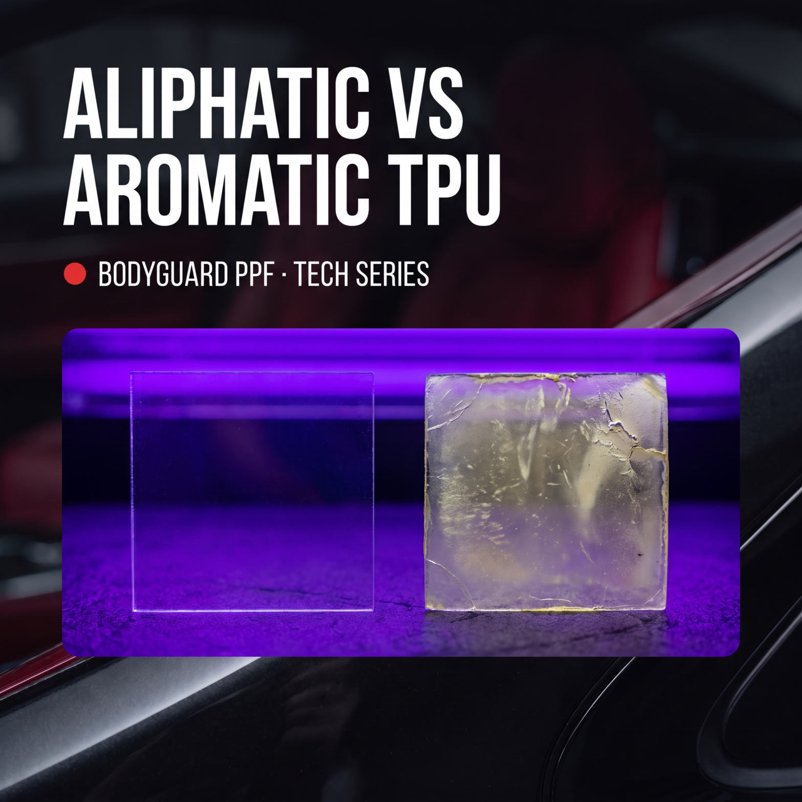 Aliphatic vs aromatic TPU under UV — BodyGuard tech series cover